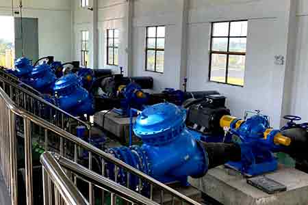 KPS係列單級雙吸離心泵在江西湖口潤泉城鄉一體化供水項目使用現場