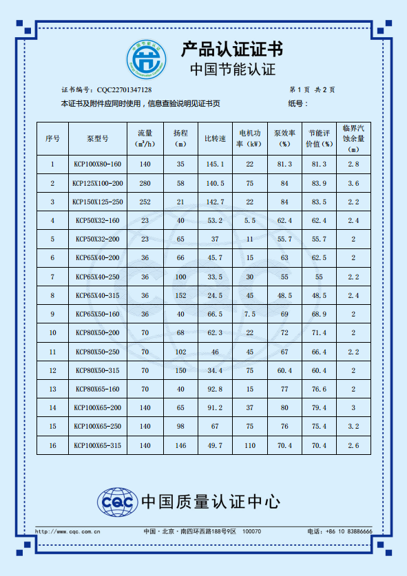 KCP係列節（jiē）能產（chǎn）品認證證書（shū）（中文版）